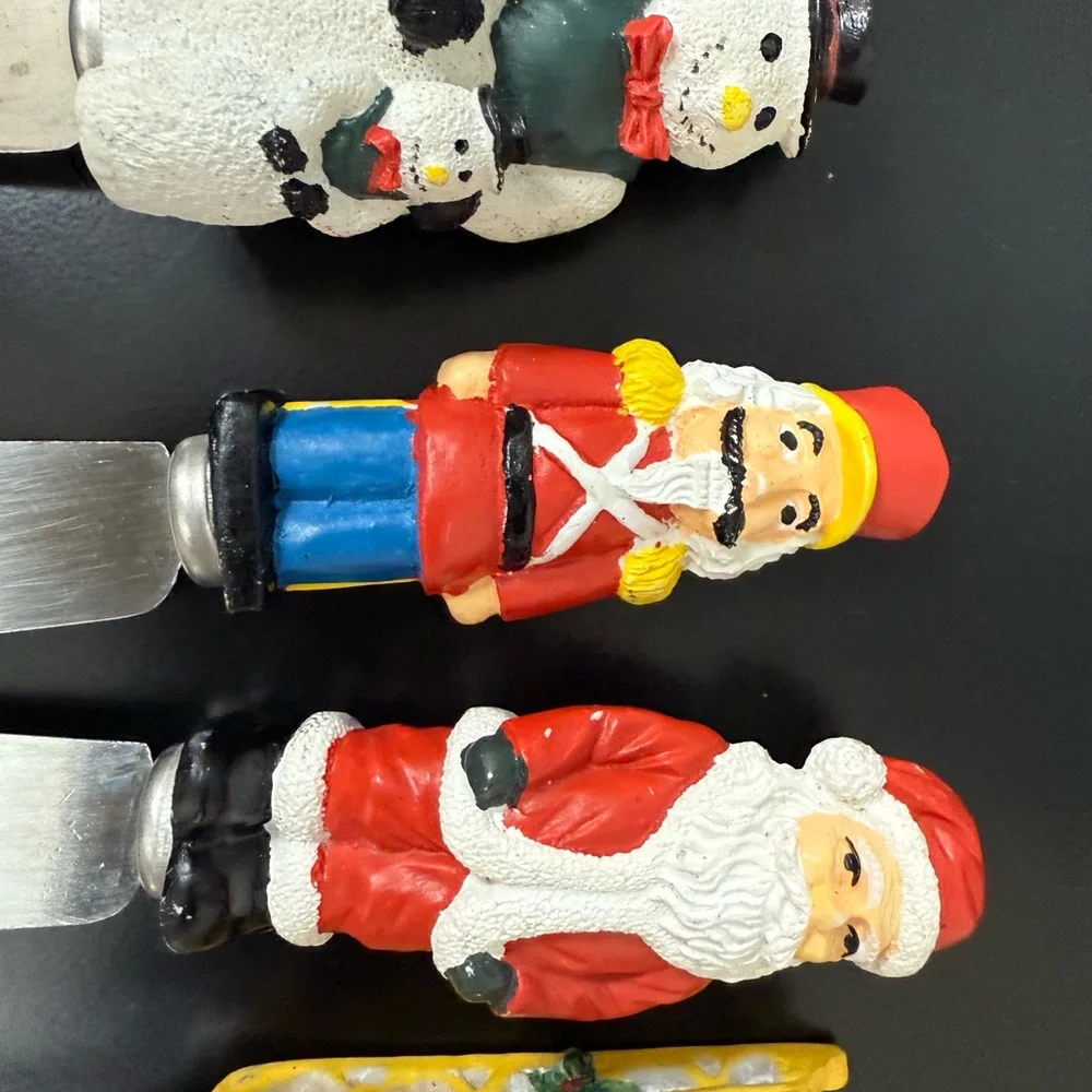 Vintage Set of 5 Festive Holiday Spreader‎ stainless steel